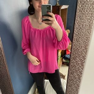 Pink Peasant Blouse Top